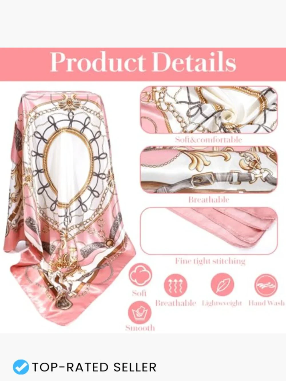 Large Silk Satin Square Bandana Scarf for Women Hair Wrap Neck Scarf with Hair